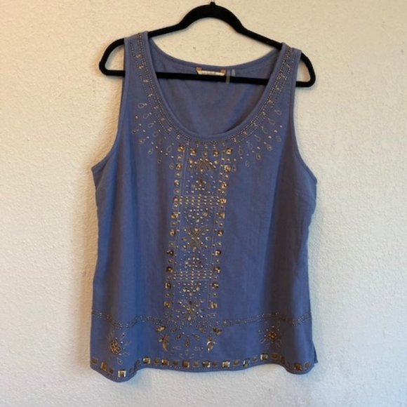 Soft Surroundings Tops - Soft Surroundings - Blue Sequin Embelished Top